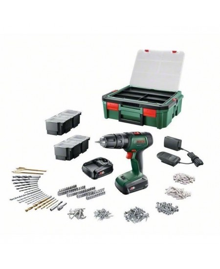 Perceuse-visseuse Bosch - UniversalDrill 18 (Livrée avec 2 batteries 1,5 Ah, SystemeBox, 241 accessoires) - PowerForAll