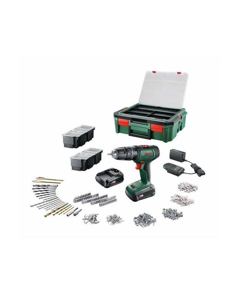 Perceuse-visseuse Bosch - UniversalDrill 18 (Livrée avec 2 batteries 1,5 Ah, SystemeBox, 241 accessoires) - PowerForAll