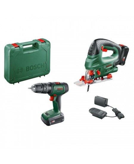 Pack 2 outils Bosch - Perceuse a percussion UniversalImpact 18 + Scie sauteuse PST 18 (2 batt, 1 chargeur, 1 coffret) - 06039D41