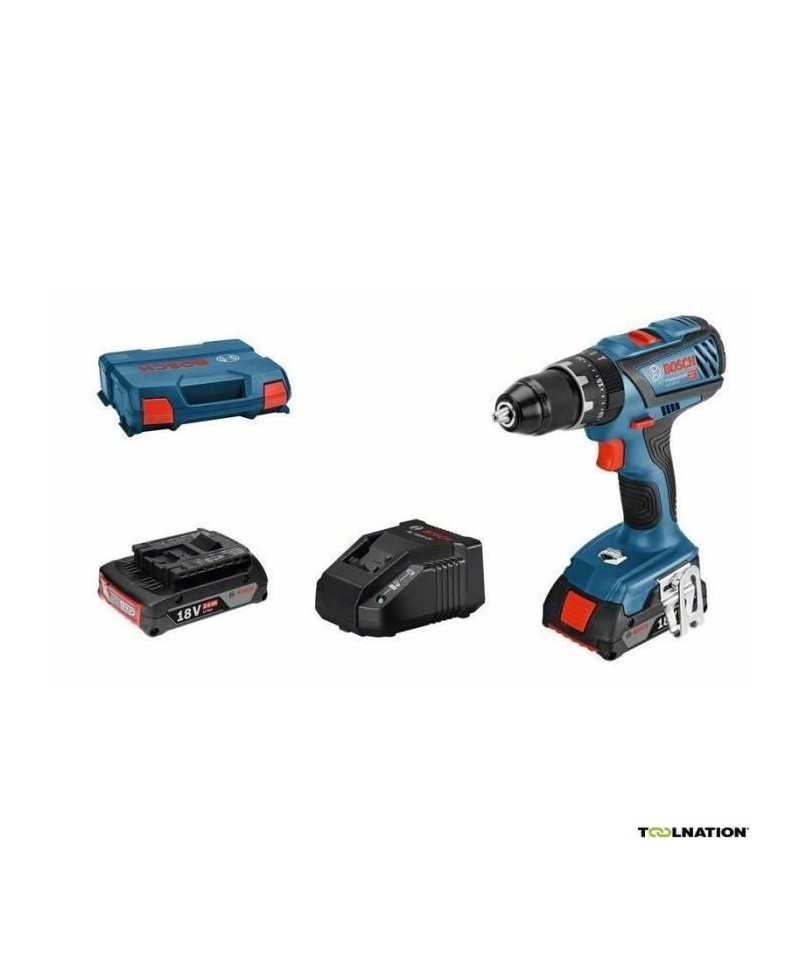 Perceuse a Percussion Bosch Professional GSB 18V-28 (couple:28/63/- Nm) + 2 batteries 2,0Ah + chargeur + L-Case - 06019H400B