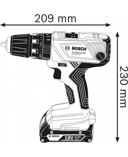 Perceuse-visseuse a percussion Bosch Professional GSB 18V-21 + 1 batterie 2,0Ah + 1 batterie 4,0Ah + chargeur + LBOXX -0615990L9