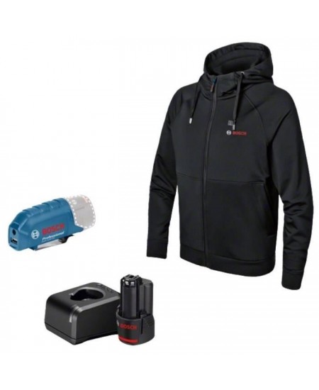 Veste chauffante Bosch Professional GHH 12+18V XA + GAA 12V-21 + Batterie GBA 12V 2,0Ah + Chargeur GAL 12V-20 Taille L - 0618800