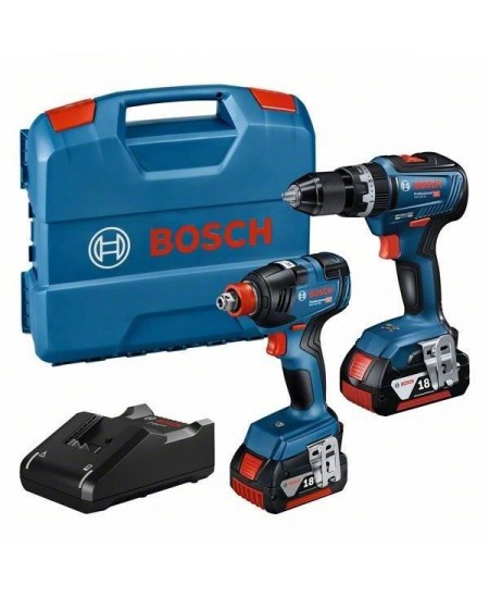 Kit 3 outils Bosch Professional Visseuse a chocs/boulonneuse GDX 18V-200 + Perceuse a percussion GSB 18V-55 + L-CASE - 06019J220