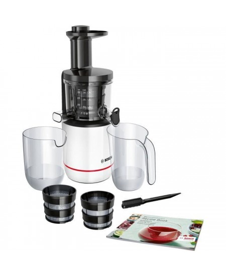 Extracteur de jus - BOSCH - MESM500W VitaExtract - Blanc/chrome - 150 W - 1 vitesse + reverse - syst. de sécurité sur le couve