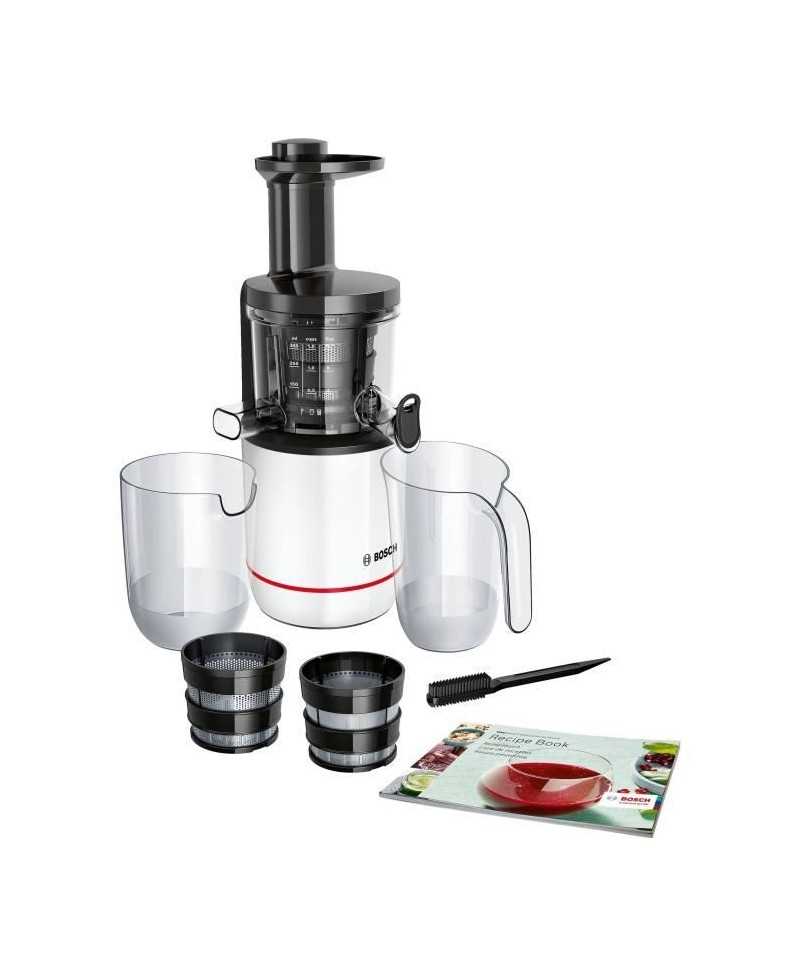 Extracteur de jus - BOSCH - MESM500W VitaExtract - Blanc/chrome - 150 W - 1 vitesse + reverse - syst. de sécurité sur le couve