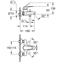 Mitigeur monocommande bain/douche - GROHE Swift - 24335001 - Chromé -