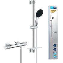 Ensemble de douche avec mitigeur thermostatique, pommeau 3 jets, barre