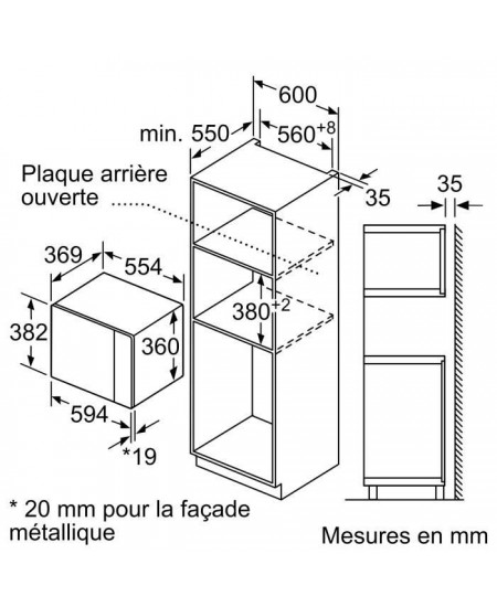 Micro-ondes encastrable - BOSCH BFL550MB0 - Noir - 25 L - Monofonction - 900 W