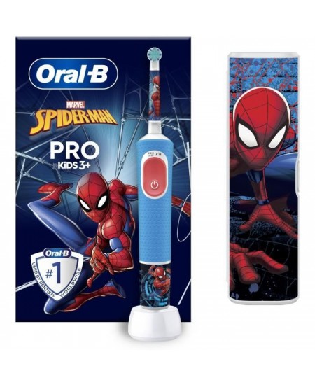 Brosse a dents électrique - ORAL-B - Kids 1 manche Marvel Spider-Man - 1 brossette - 1 étui de voyage - 3 ans et +