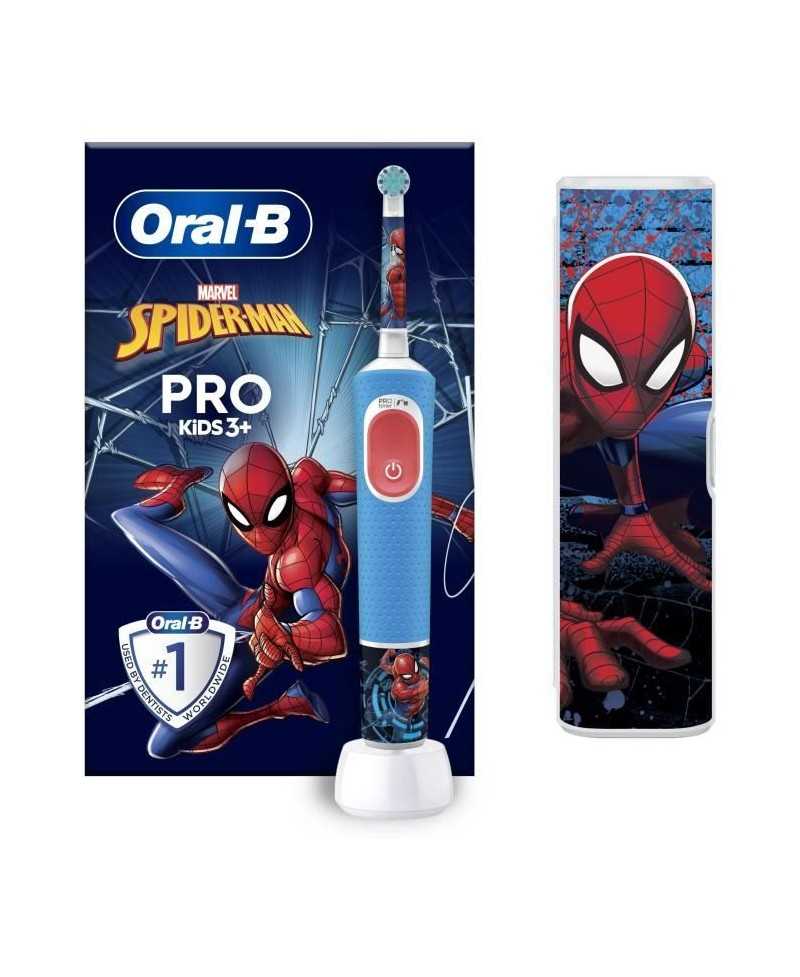 Brosse a dents électrique - ORAL-B - Kids 1 manche Marvel Spider-Man - 1 brossette - 1 étui de voyage - 3 ans et +