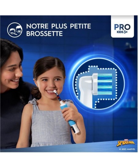 Brosse a dents électrique - ORAL-B - Kids 1 manche Marvel Spider-Man - 1 brossette - 1 étui de voyage - 3 ans et +