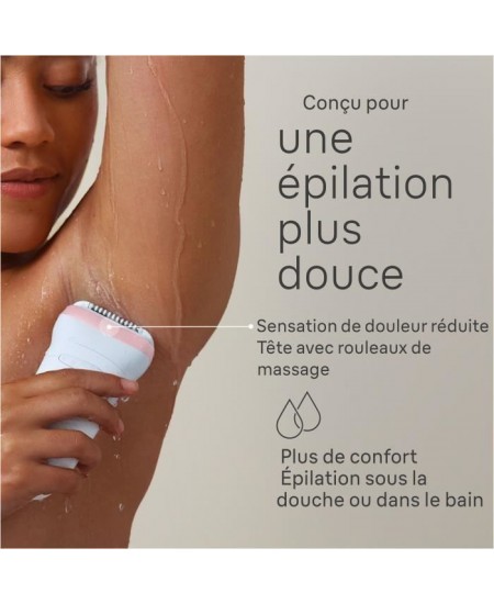 Épilateur électrique - BRAUN - Silk-épil 7 - Épilation facile - Peau douce longue durée - 7-030 - Blanc / Rose