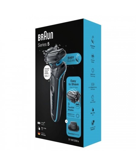 Rasoir électrique Braun Series 5 51-M1200s avec tondeuse de précision - Menthe