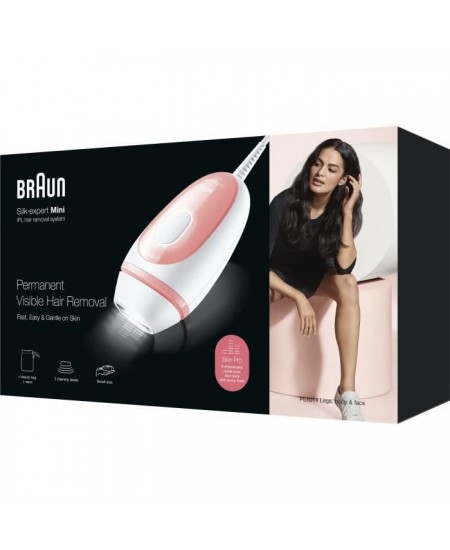 Braun Silk·expert Mini PL1014, Épilateur a Lumiere Pulsée, Épilation Semi-Définitive, Blanc/Rose, Avec Pochette De Voyage