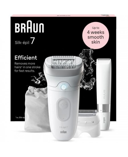 Épilateur électrique - BRAUN - Silk-épil 7 - Épilation Facile - Peau douce longue durée - 7-441 - Blanc / Argent