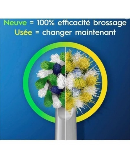 Brosse a Dents Électrique Oral-B Pro 3 3000 Blanche - 2 Brossettes - Tete Ronde - 3 Modes de Brossage