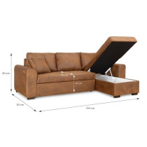 Canapé d'angle convertible réversible 4 places - Tissu Marron vintag