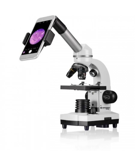 Microscope Biolux SEL avec systeme de zoom - BRESSER JUNIOR - grossissement 40x-1600x - support smartphone - coffret rigide blan