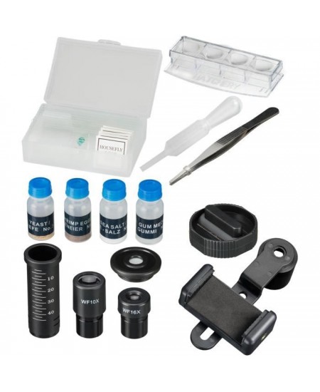 Microscope Biolux SEL avec systeme de zoom - BRESSER JUNIOR - grossissement 40x-1600x - support smartphone - coffret rigide blan