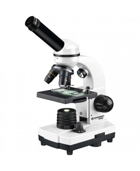 Microscope Biolux SEL avec systeme de zoom - BRESSER JUNIOR - grossissement 40x-1600x - support smartphone - coffret rigide blan