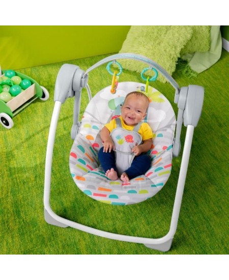 BRIGHT STARTS Playful Paradise balancelle portable pour bébé, compacte et automatique avec musique, des la naissance