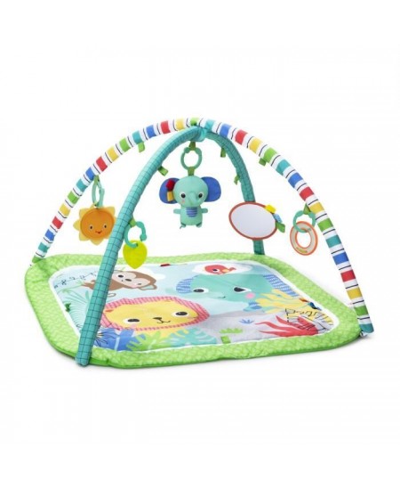 BRIGHT STARTS Tapis d'éveil et d'activités Jungle Vert, 5 jouets inclus et détachables, Arche de jeu pliable