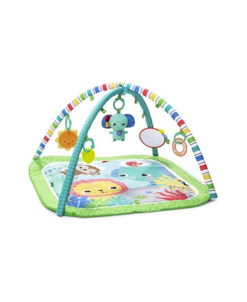 BRIGHT STARTS Tapis d'éveil et d'activités Jungle Vert, 5 jouets inclus et détachables, Arche de jeu pliable