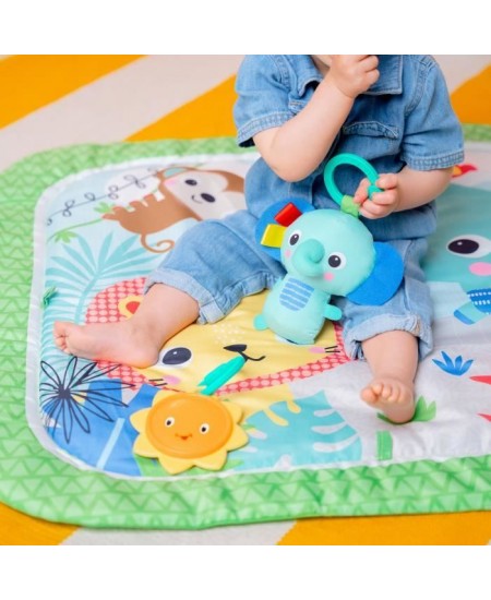 BRIGHT STARTS Tapis d'éveil et d'activités Jungle Vert, 5 jouets inclus et détachables, Arche de jeu pliable