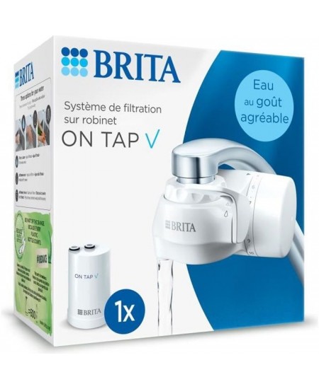 Systeme de filtration sur robinet - BRITA - ON TAP V - 600 L d'eau filtrée / 4 mois - 3 modes d'utilisations - 5 adaptateurs in