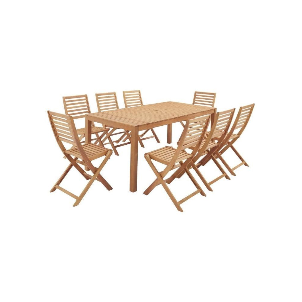 Salon de jardin en bois eucalyptus FSC 8 personnes - Table 180 x 90 cm