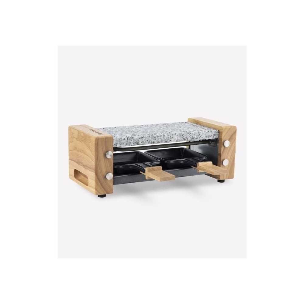 Raclette et pierre a cuire 2 personnes design bois, H.Koenig