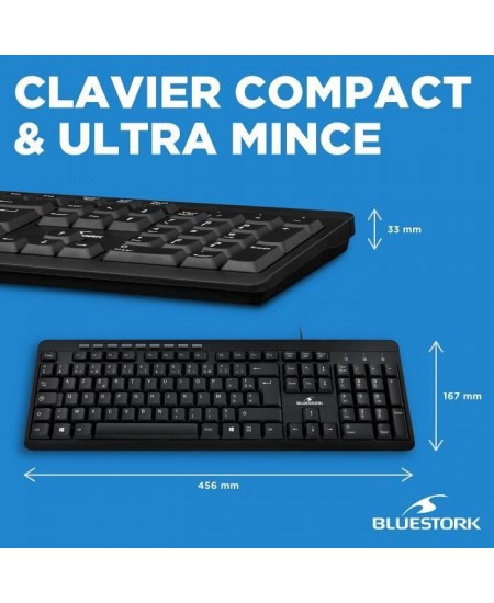 Pack Clavier Souris - BLUESTORK - PACK FIRST II - Filaire - Noir