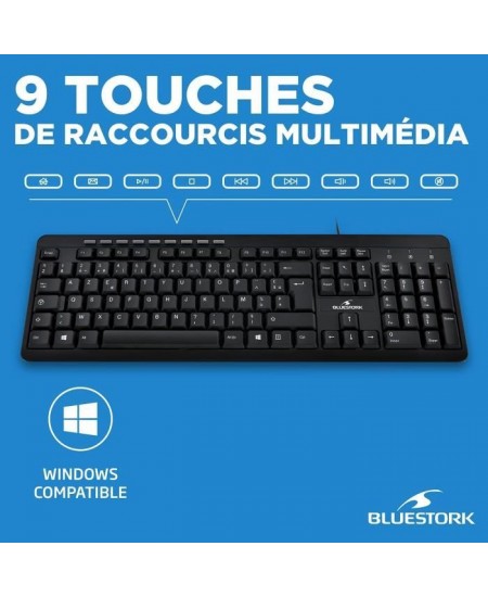 Pack Clavier Souris - BLUESTORK - PACK FIRST II - Filaire - Noir