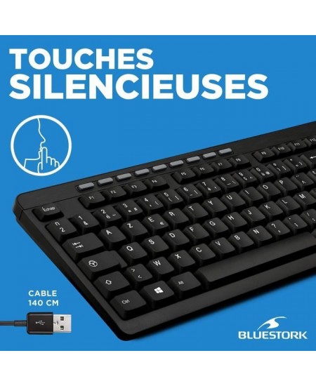 Pack Clavier Souris - BLUESTORK - PACK FIRST II - Filaire - Noir