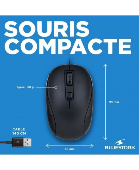 Pack Clavier Souris - BLUESTORK - PACK FIRST II - Filaire - Noir