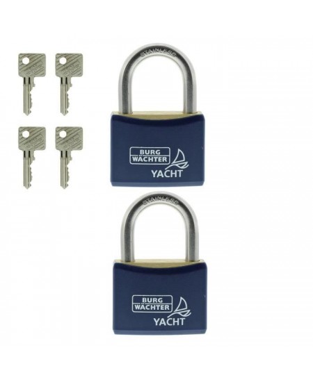 Set de 2 cadenas - BURG WACHTER - DUO 460 Ni 40 SB - Inox marin, double verrouillage