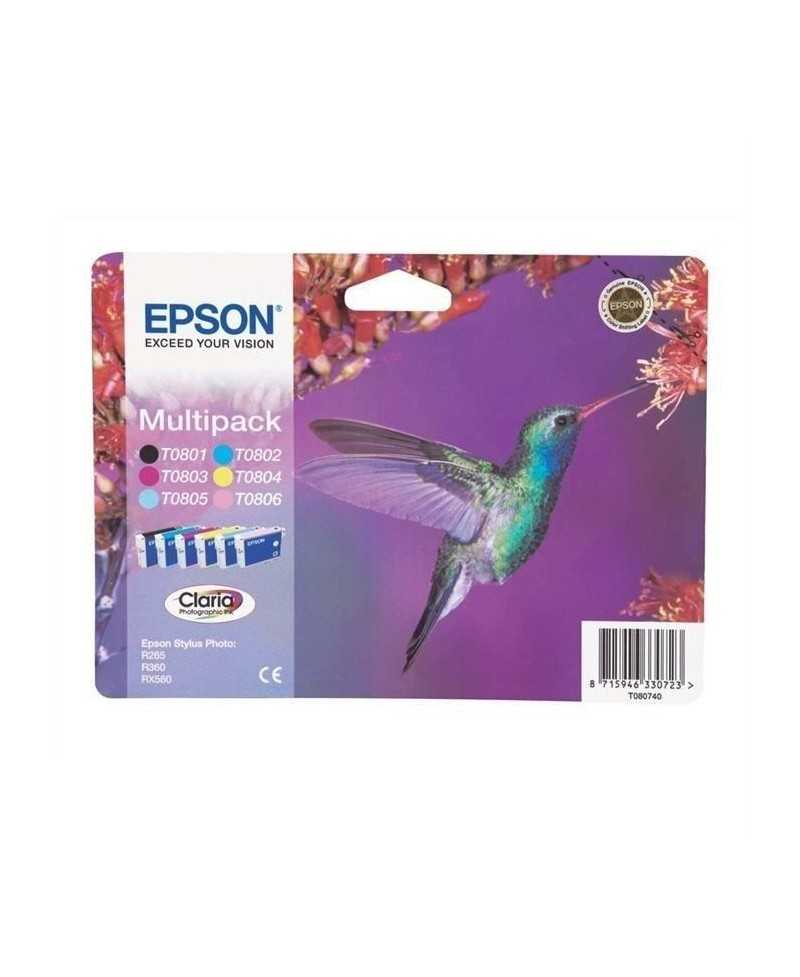 EPSON Multipack T0807 - Colibri - Noir, jaune, cyan, magenta, magenta clair, cyan clair (C13T08074011)