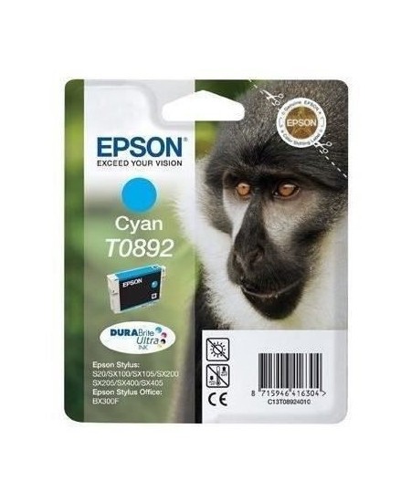 EPSON Cartouche d'encre T0892 Cyan - Singe (C13T08924011)