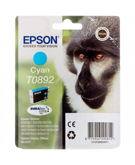 EPSON Cartouche d'encre T0892 Cyan - Singe (C13T08924011)