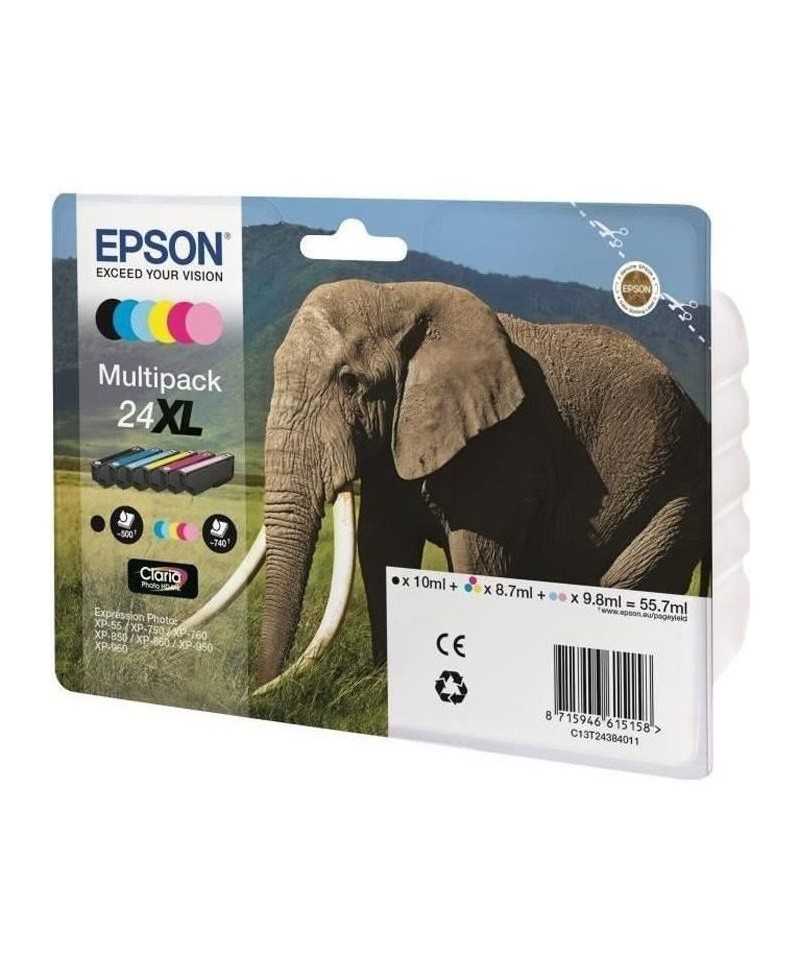 EPSON Multipack 24 XL - Eléphant - Noir, jaune, cyan, magenta, magenta clair, cyan clair (C13T24384011)