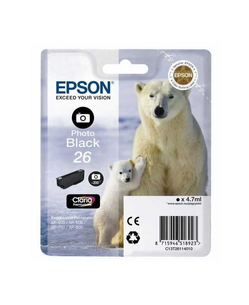 EPSON Cartouche d'encre T2611 Noir photo - Ours Polaire (C13T26114010)