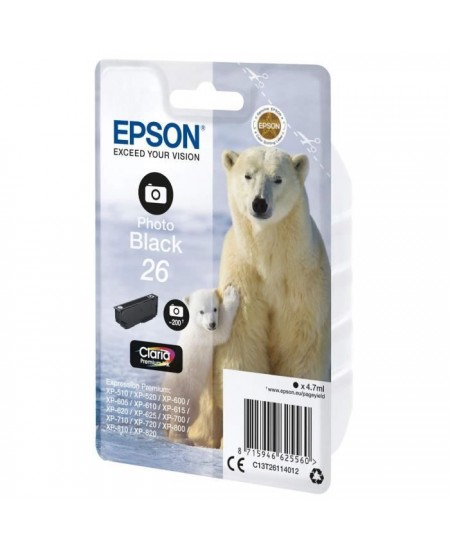 EPSON Cartouche d'encre T2611 Noir photo - Ours Polaire (C13T26114010)