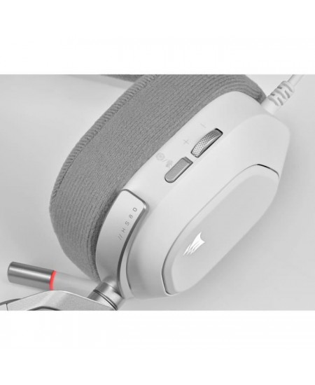 Casque Gaming Filaire CORSAIR HS80 RGB USB Son Surround 7.1 Microphone Omnidirectionnel Blanc