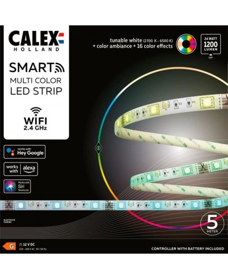 CALEX - Smart LED Ruban 5M 24W 1200lm RGBCCT 2700-6500K + Telecommande