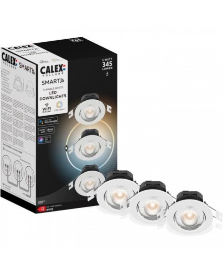 Spots encastrables LED - CALEX - SMART DOWNLIGHT - 5 W - 400 ml - 6500 K - Intensité variable - Pack de 3