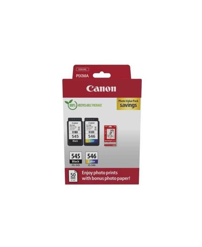 Pack de 2 cartouches d'encre + pack papiers photo - CANON - PG-545 Noir + CL-546 Couleur