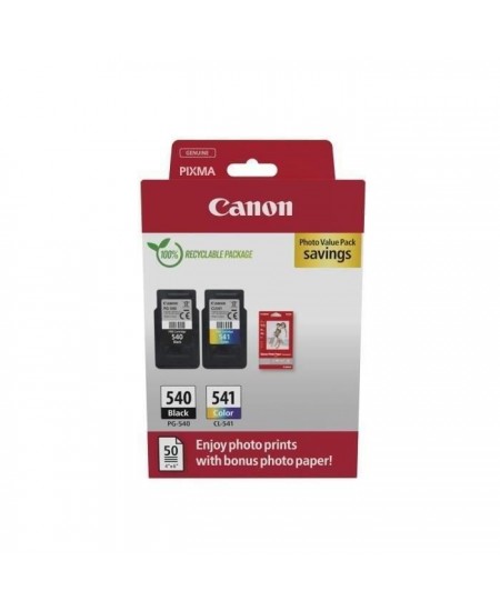 Pack de 2 cartouches d'encre + pack papiers photo - CANON - PG-540 Noir + CL-541 Couleur