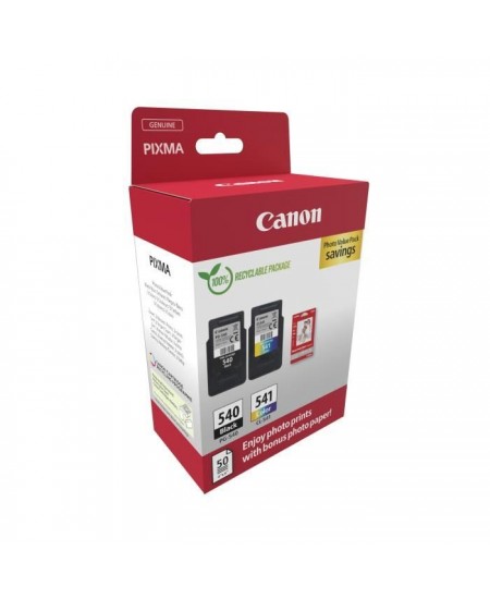 Pack de 2 cartouches d'encre + pack papiers photo - CANON - PG-540 Noir + CL-541 Couleur