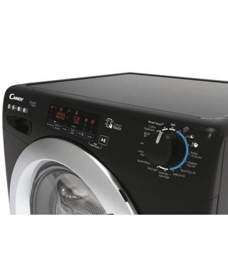 Lave-linge hublot CANDY CSS1410TWMCBE/FR - 10 kg - Induction - Vapeur - 1400 trs/min - Classe A - programmes rapides - Noir