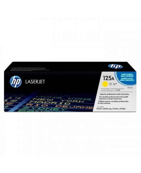 TONER HP 125A (CB542A) jaune - cartouche authentique pour imprimantes HP Color LaserJet CP1215/CP1515/CP1518/CM1312MFP